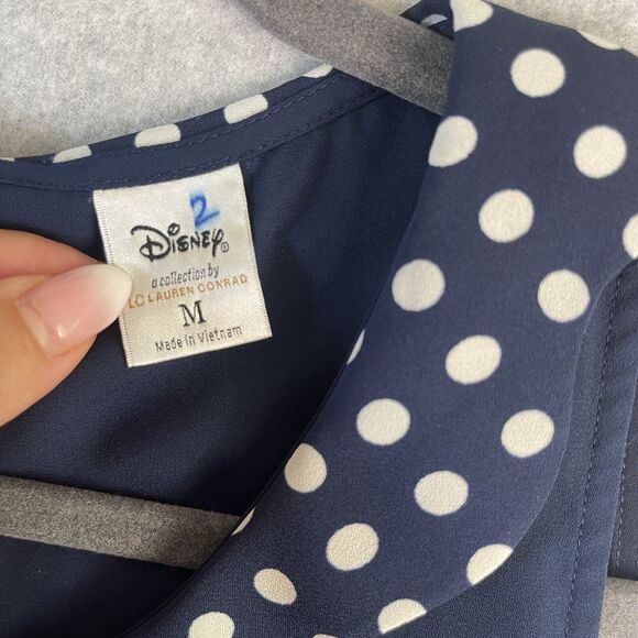 Disney Collection By LC Lauren Conrad Blouse Women Medium Minnie Mouse Polka Dot - Picture 6 of 13
